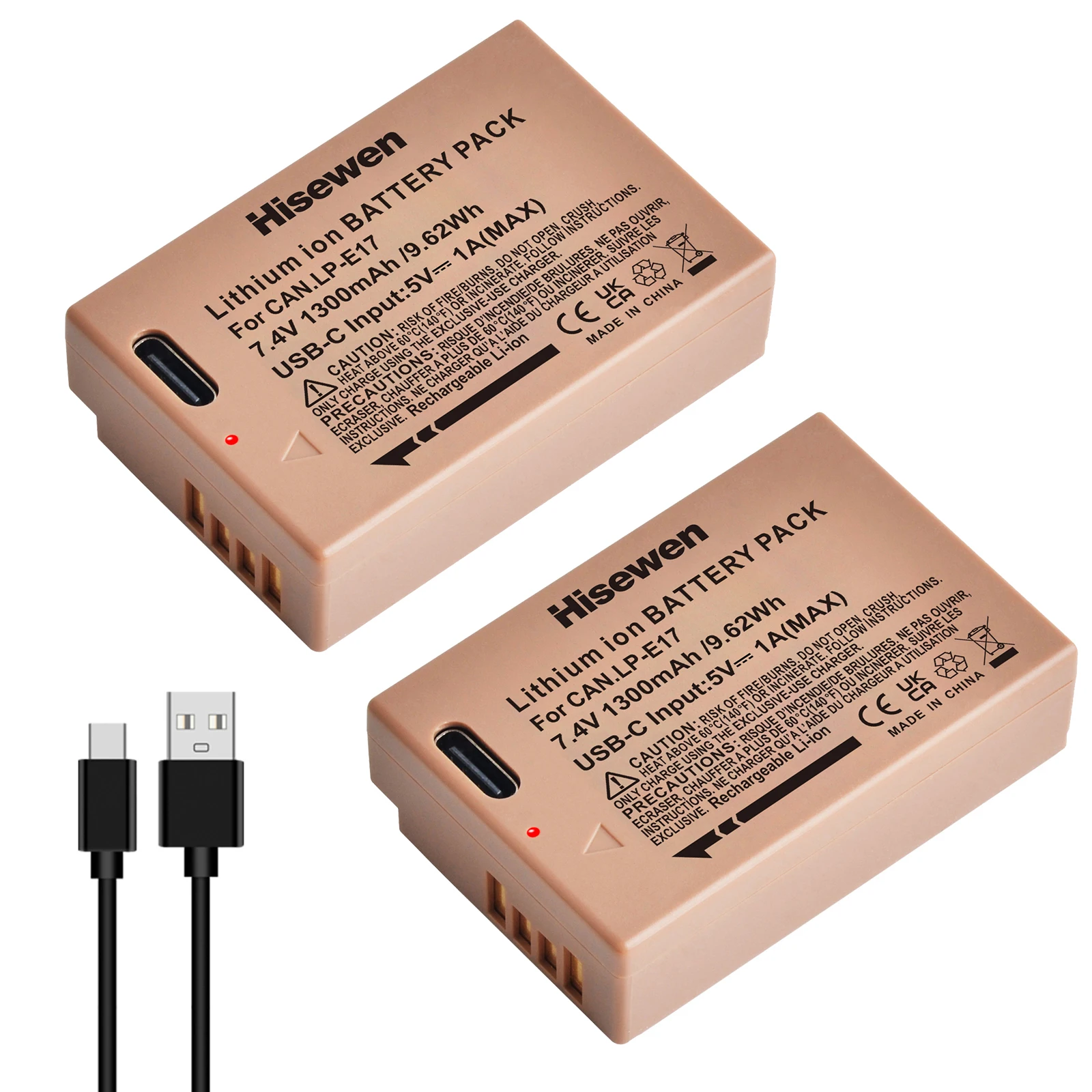 Hisewen USB LP-E17 LPE17 LP E17 Battery for Canon EOS RP R8 R50 200D 250D M3 M5 M6 750D 760D T6s 8000D X8i T6i 77D R10
