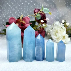 Natural Aquamarine Sapphire Crystal Tower Exquisite Reiki Crystal Energy Sphere Home Decor Jewelry Gift