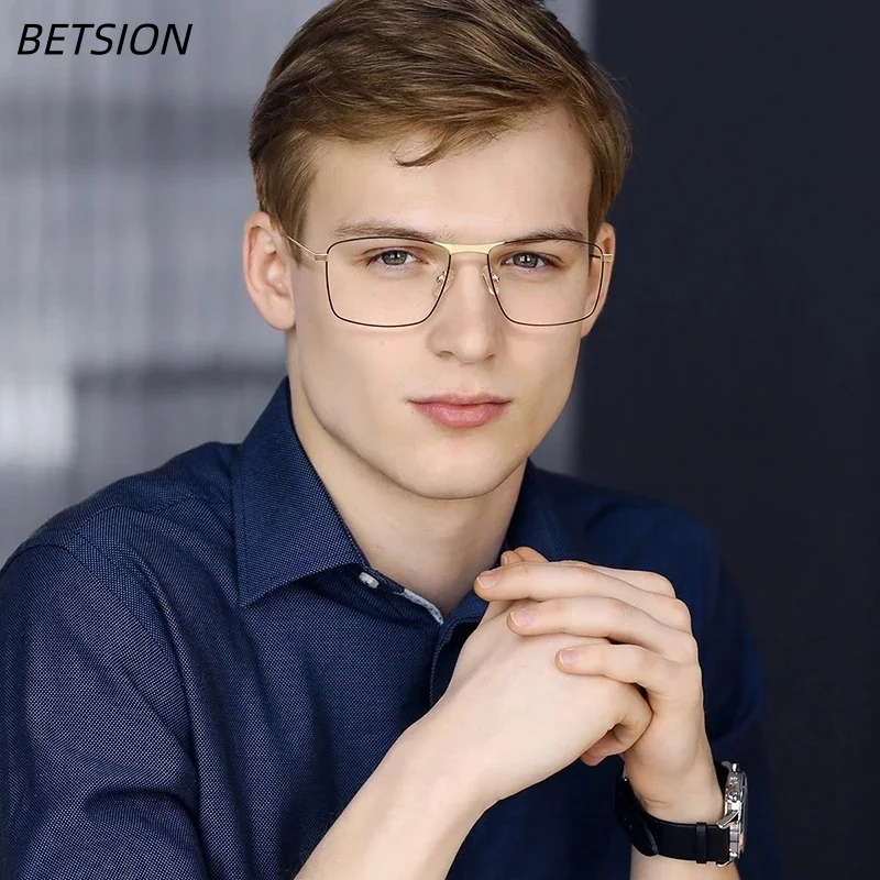 BETSION Vintage Ultra-light Myopia Reading Glasses Men's Business Full-rim Square Presbyopia Glasses Blue Light Blocking #6932