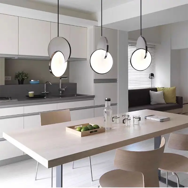 

Modern Led Pendant Lamp For Dining Room Kitchen Living Room Bedroom Ceiling Hanging Light Decoration Chrome Silvery Chandelier