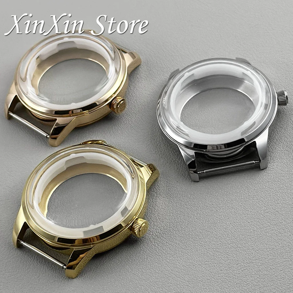 NH38 NH35 40mm Cocktails Stainless Steel S Crown Silver Rose Gold Arched Glass Watch Case Fit NH35 NH36 NH38 4R35 4R36 Movement