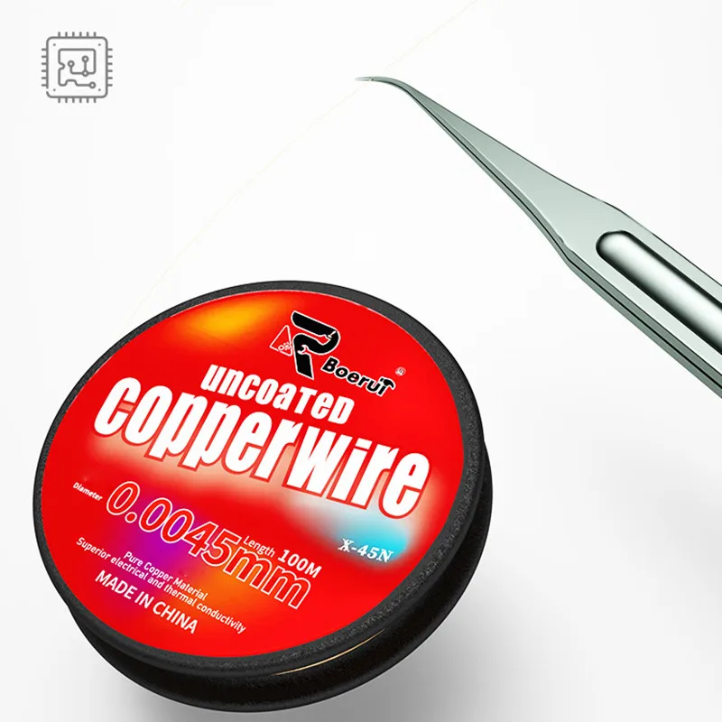 B&R X-45N 0.0045mm 100m Reworking Uninsulated Copper Wires Superior Electrical Thermal Conductivity Phone LCD CPU Flying Line