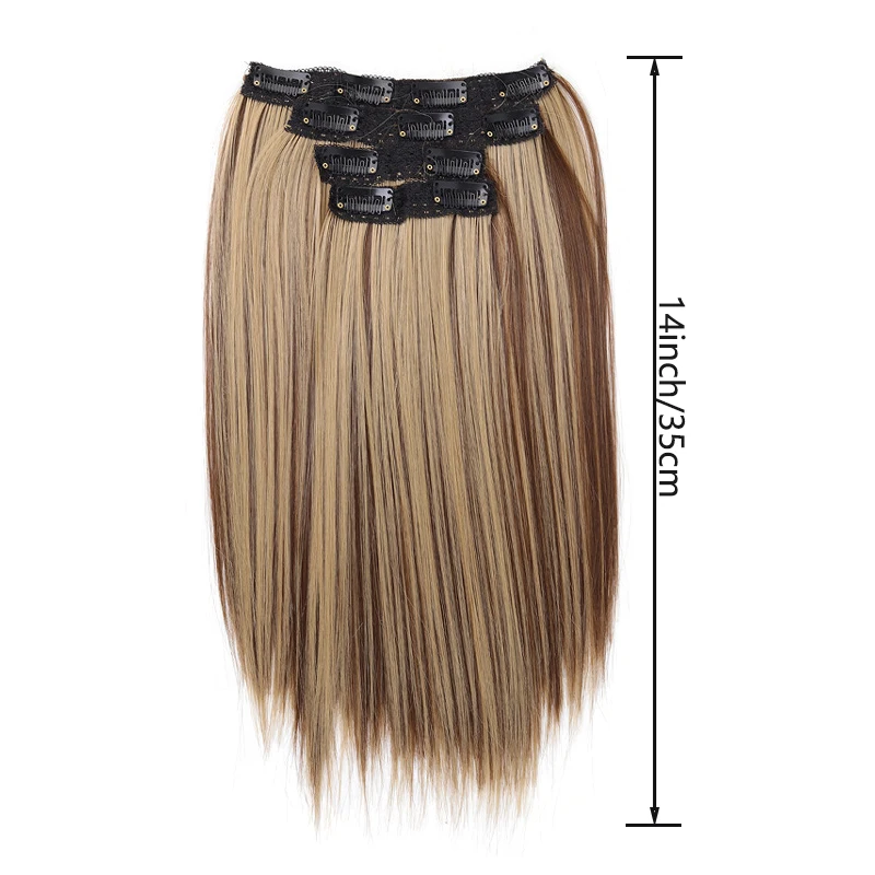Wig piece for women long straight hair extensions 11 card four piece set synthetic clip hair