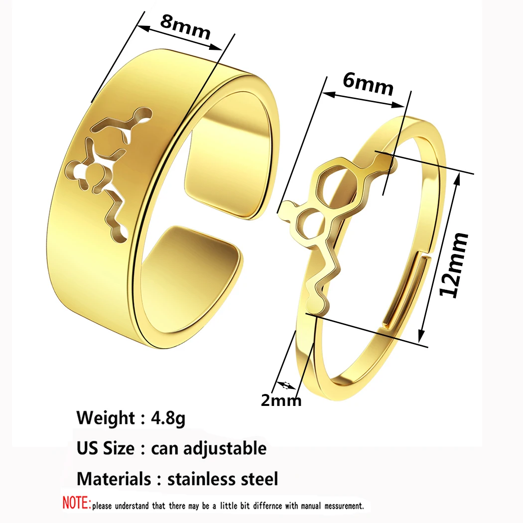 Kinitial Stainless Steel Serotonin Molecule Matching Promise Ring For Couples Gifts that Will Melt Her Heart