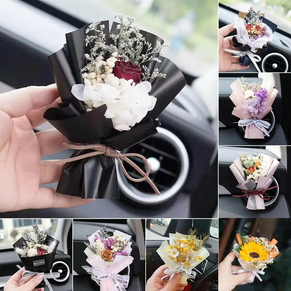 Car Dried Flowers Air Outlet Clip Perfume Decoration Car Flowers Car Conditioning Creative Air Accessories Perfume Diffuser H2H1