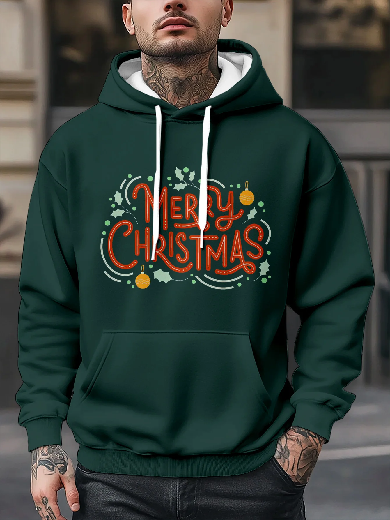 

Autumn 3D Christmas Letter Printed Men's Hoodies Leisure Fashion Breathable Sweatshirts Outdoor Hip Hop X'mas Party Men Clothing