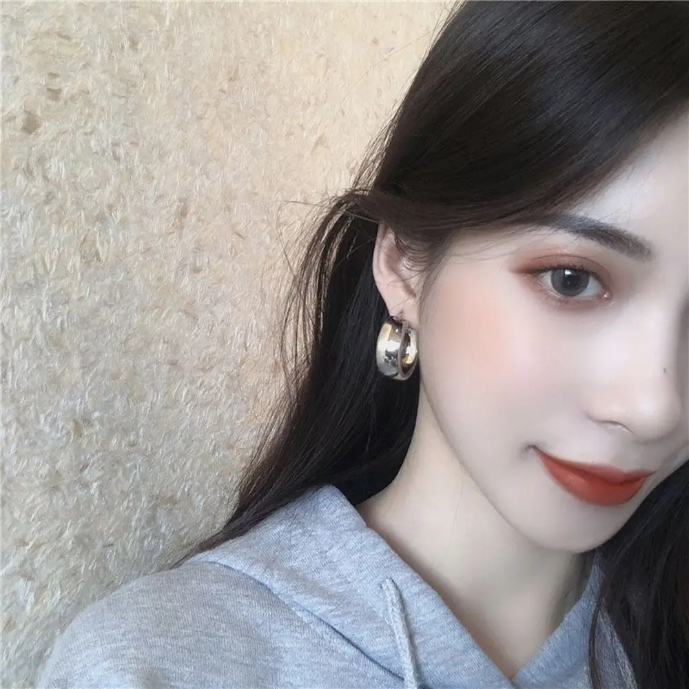 Aksesori Fashion Pesta Pernikahan Anting Hoop Tabung Lebar Tindik Telinga Lingkaran Bulat Perhiasan Anting Menjuntai Anting Menjuntai