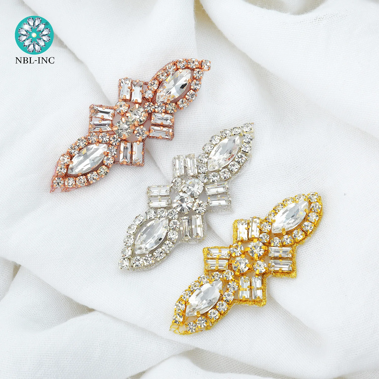 

(50PCS) Wholesale hand sewn small rhinestone applique patch silver gold hot fix iron on for dress shoe accessory WDD1243