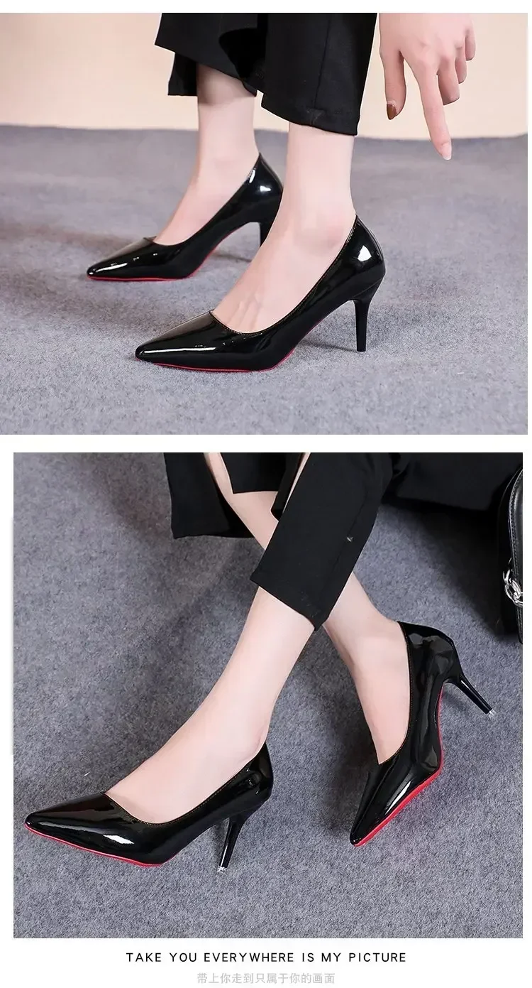 Sexy Spitze Lackleder High Heels Elegante Damen-Stilettos für Partys Klassische Schwarze Pumps für Beruf und Freizeit – Detail 9