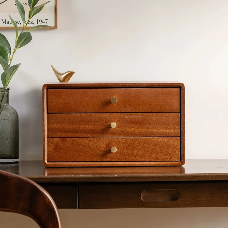 

Solid Wood Desktop Storage Cabinet Multi-layer Drawer Organizer Dressing Table Cosmetic Jewelry Box Home Tea Snack Display Shelf