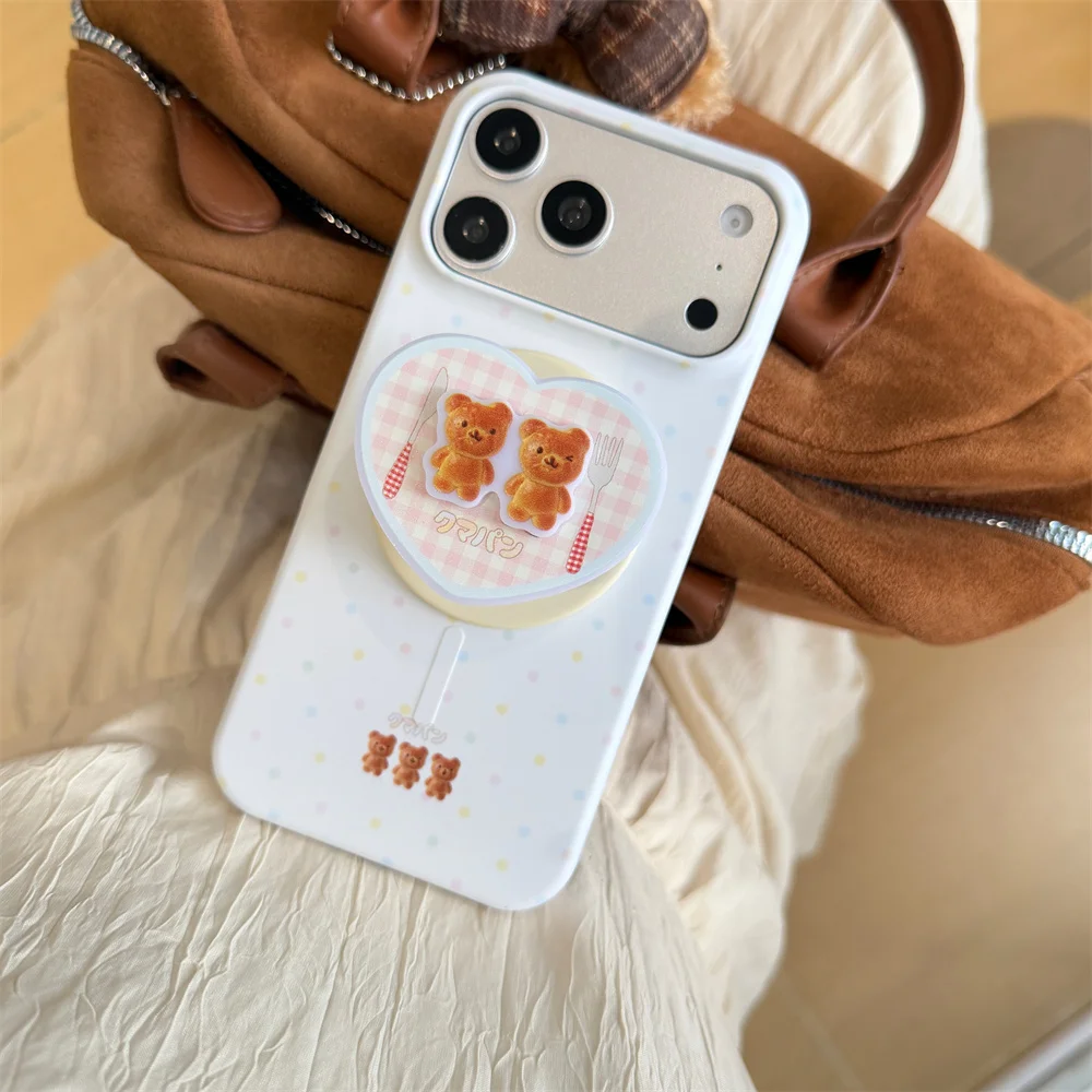 

Color Polka Dot Magnetic Phone case for iPhone 17 Pro 16 Max 15 Pro Max 17 Cover With Magsafe Plaid Bear Lovely Holder Funda