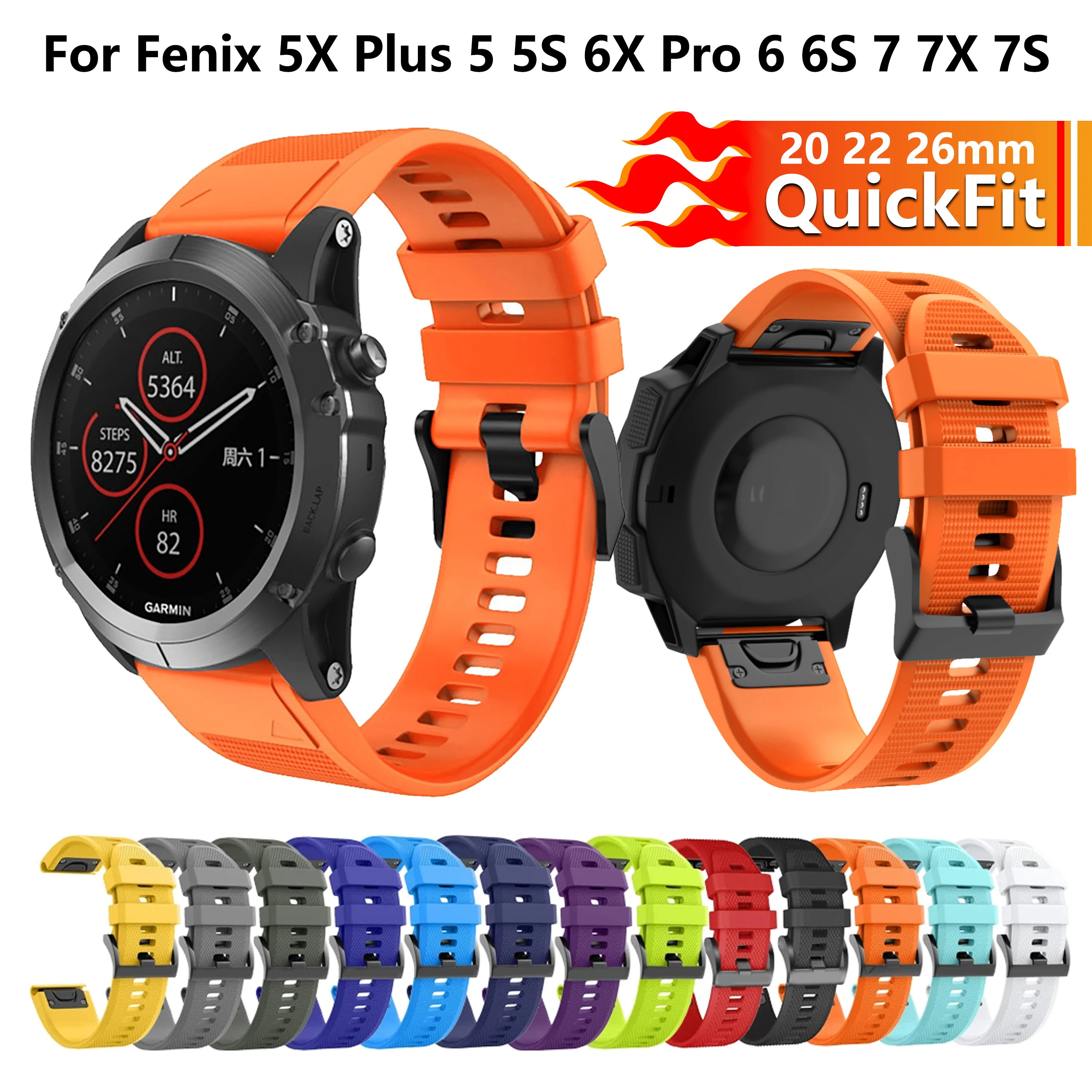 

Silicone strap for Garmin fenix 5X 5S Plus 3HR 945 935 Watch Band Braclelet for fenix 7X 7 7S 6 6X Pro Wrist 20 22 26mm QuickFit