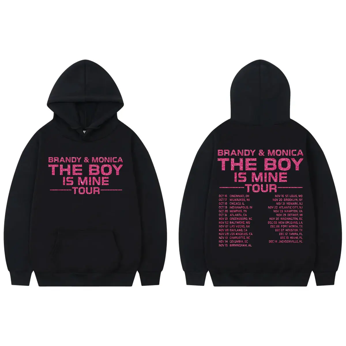 سترة بغطاء للرأس للمغني براندي آند مونيكا جرافيك The Boy Is Mine Tour 2025 بلوفرات للرجال والنساء ملابس عصرية Y2k بلوزات كبيرة الحجم