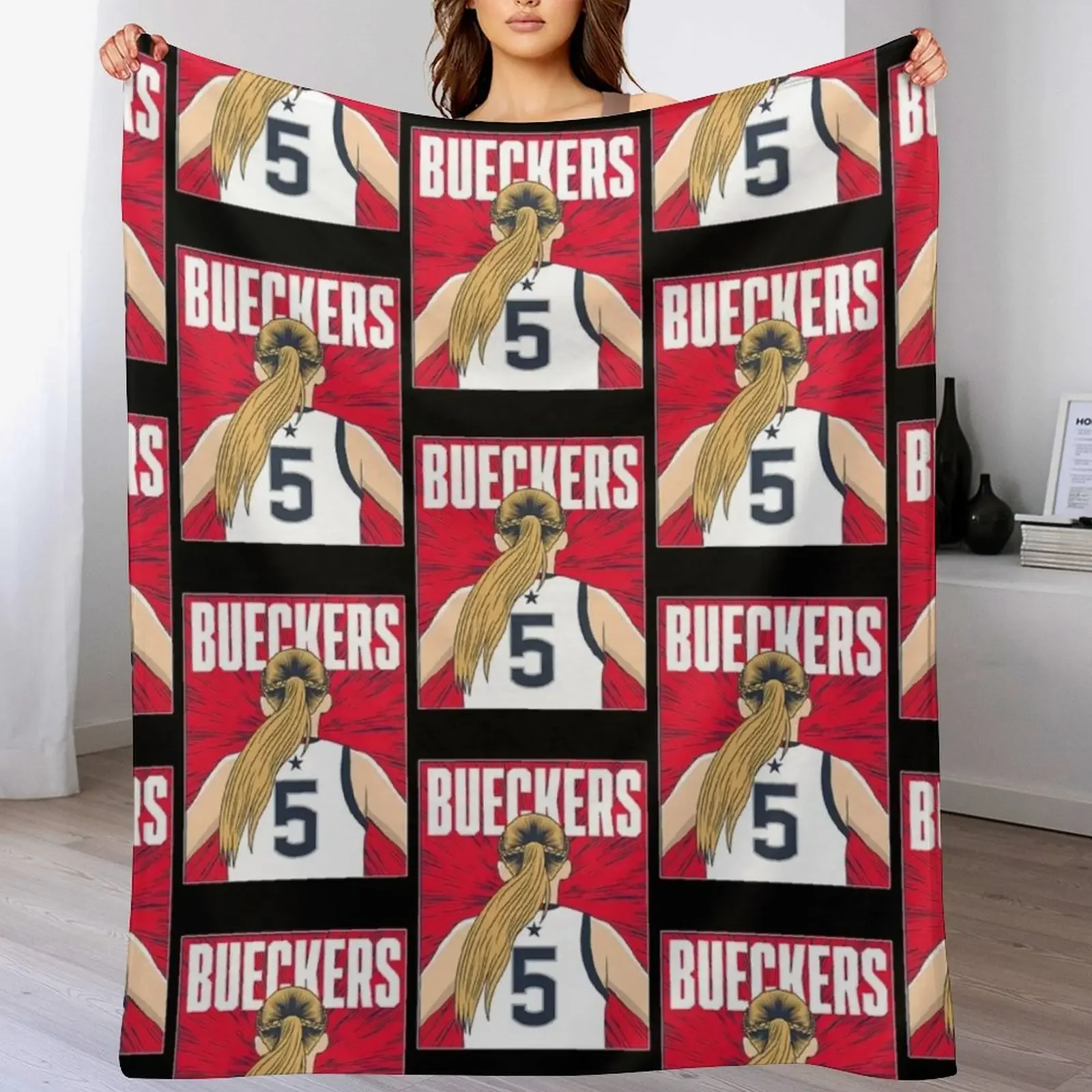 

university basketball_paige-bueckers Throw Blanket Anti Shedding Soft Fuzzy Blanket for Home