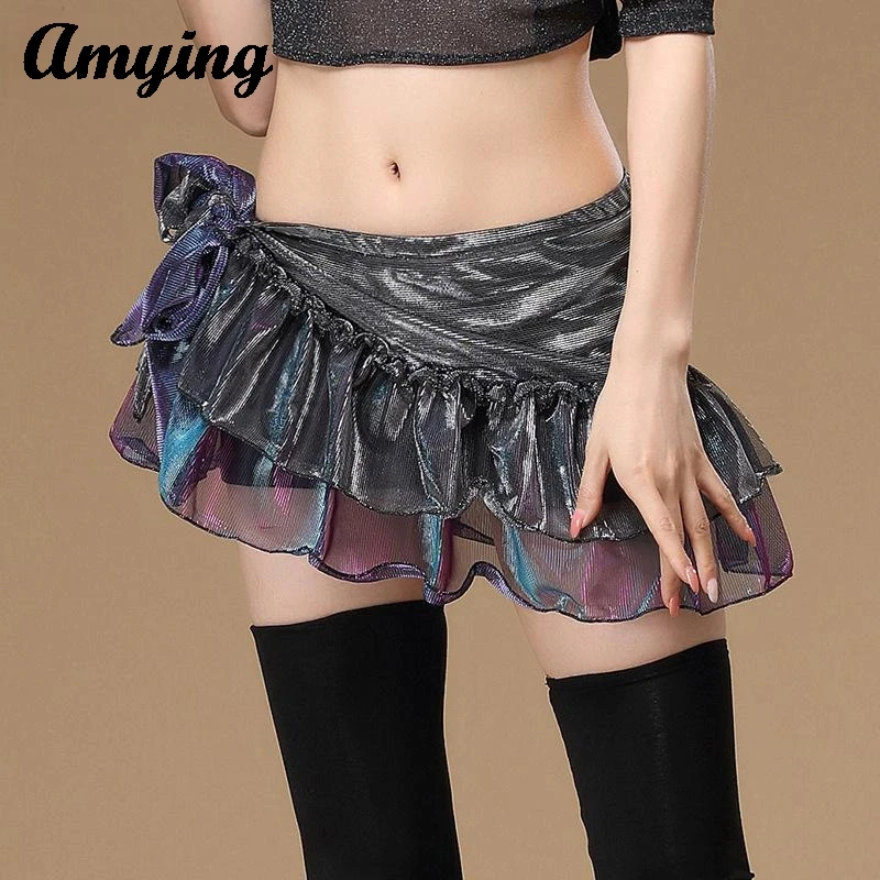 النساء الرقص الشرقي ممارسة وشاح الورك شبكة كشكش أسفل الورك تنورة مثير وشاح الخصر تنورة الرقص فئة التدريب وشاح الورك تنورة