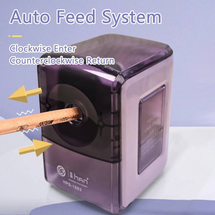 Manual Pencil Sharpener for 8-12mm Auto-feed Hand Crank Sharpener 3 Adjustable Sharpness Settings Jumbo Pencils School Office