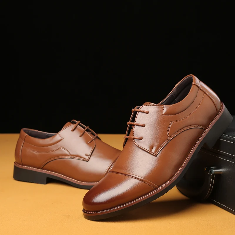 Men's Large Size Business Casual Single Shoes Comfortable Elegant Work Leather Shoes for Daily Wear
