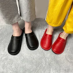 Plus Size 47 48 Autumn Winter Indoor Shoes Men's Slippers Man HomeNavy Blue Slides Simple Leather Cheap Slippers For Men
