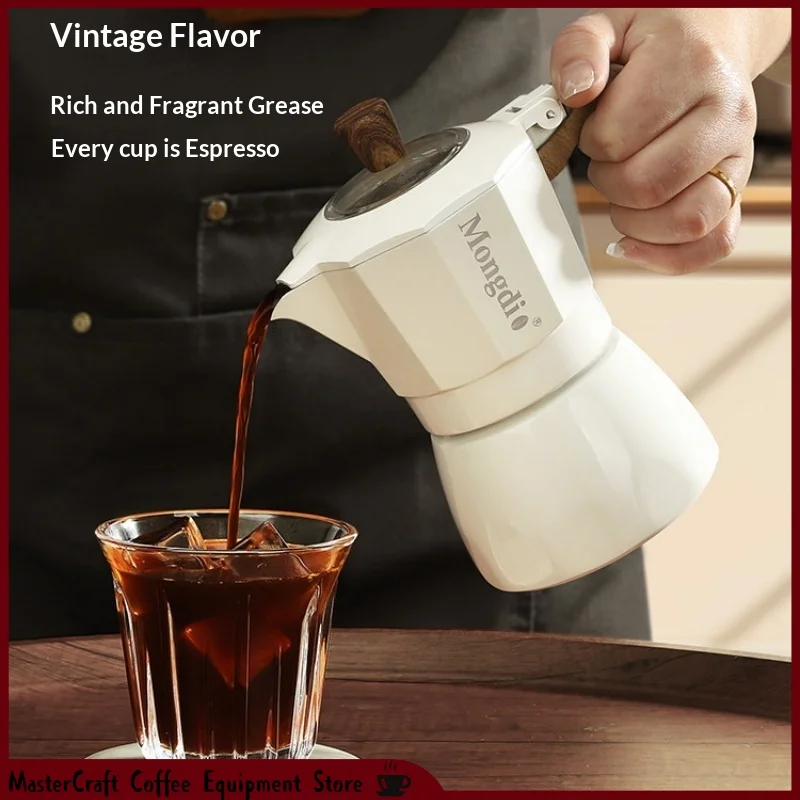 Mongdio Double Valve Moka Pot Coffee Maker Small Home Use Italian Espresso Machine with Pour Over Coffee Set