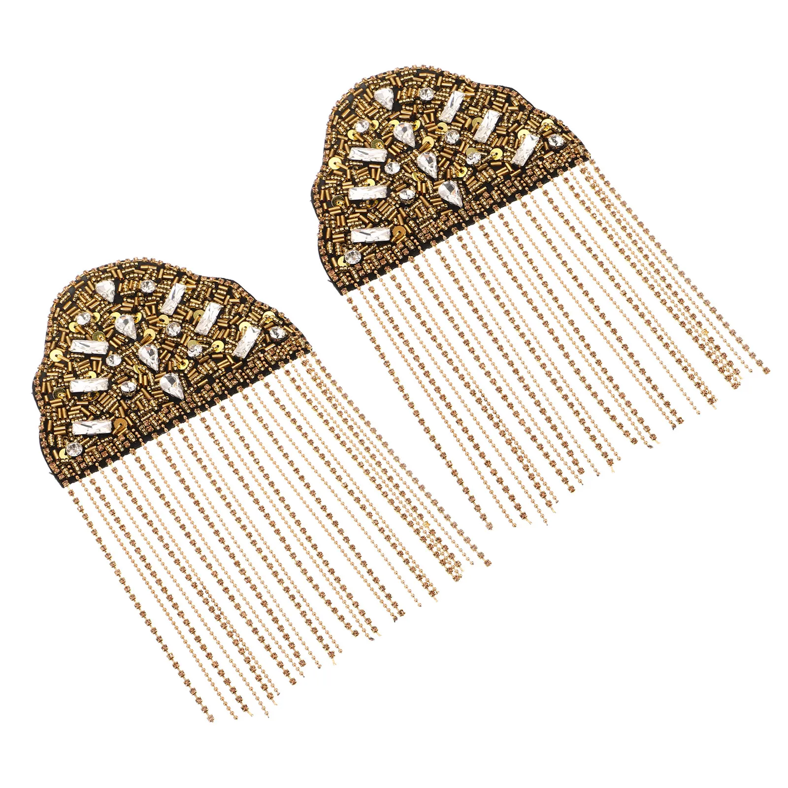 

2 шт. Металлические погоны с бахромой и стразами для униформы, модный аксессуар, элегантные наплечные погоны с кисточками