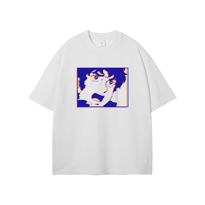 Anime Mobile Suit Gundam Surrounding Heavy Cotton Casual Loose Crew Neck Short Sleeve T-Shirt Summer Half Sleeve Men's Women's