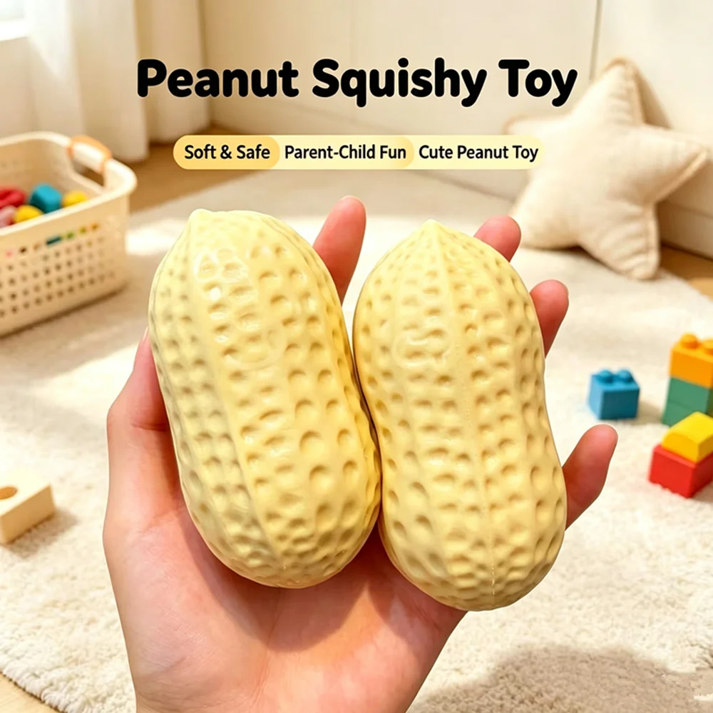 Peanut Squishy Stress Relief Slow Rebound Crunchy Fluid Ball Cute Stress Relief Venting Spherical Pink Ball Crunchy Squishy Pean