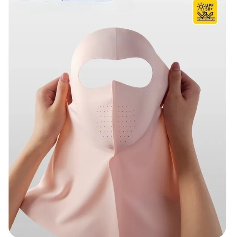 Masque facial de Protection solaire pour femmes, Protection solaire d'été, frais, respirant, doux, complet, Protection du cou, extérieur, soie glacée 2025