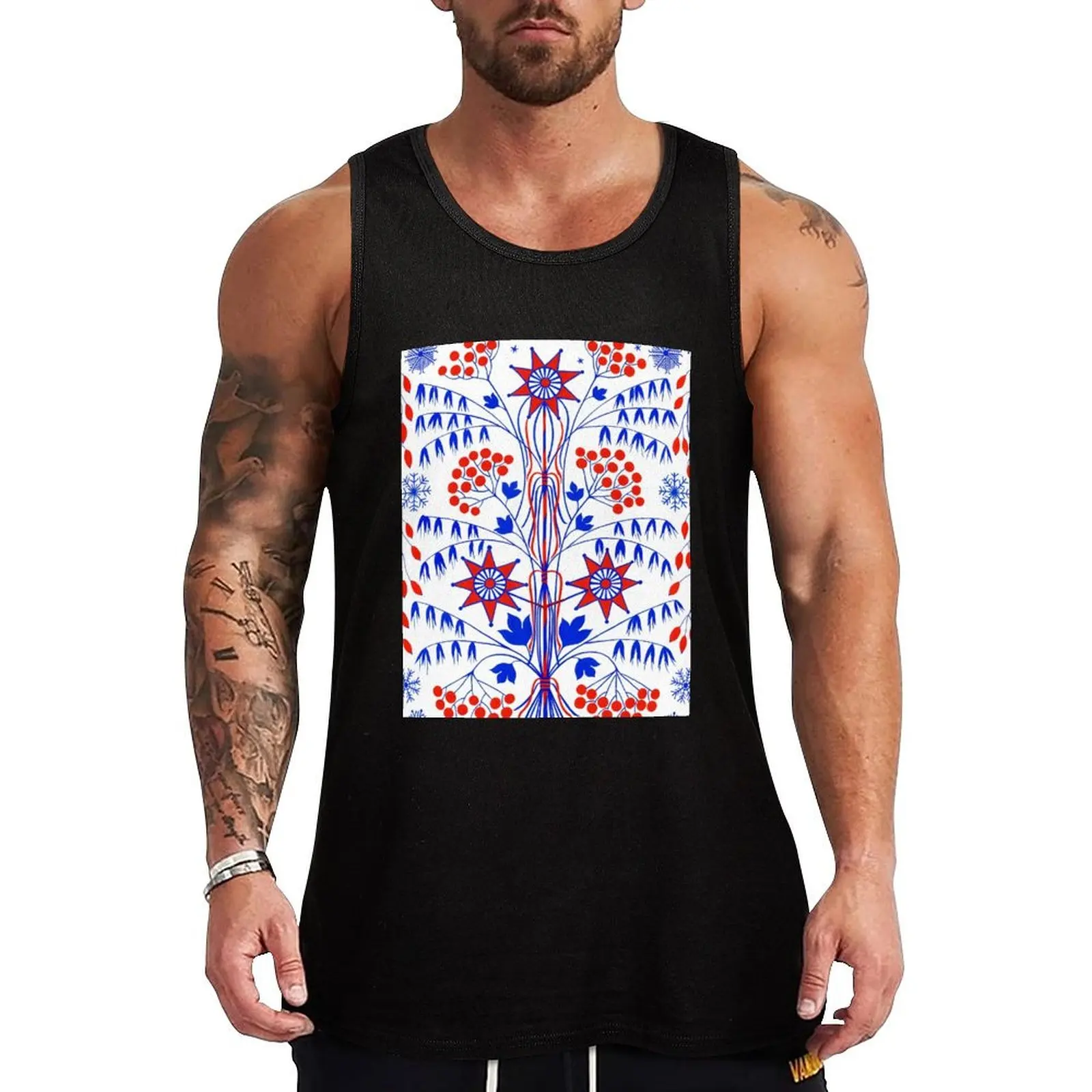 

Chervona Kalyna Tank Top Vintage Print Tank Top Retro Graphic Sleeveless Tee