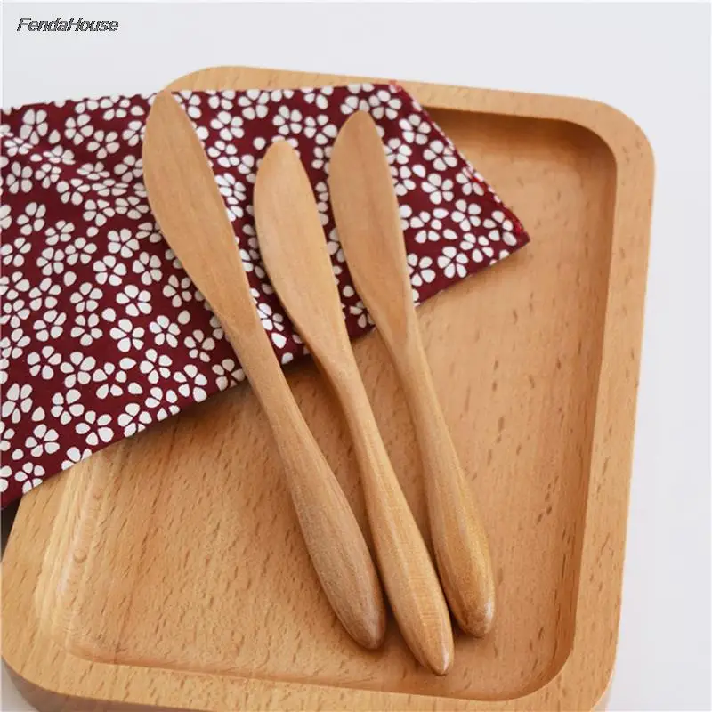 1Pc Knife Style Wooden Mask Japan Butter Knife Marmalade Knife Dinner Knives Tabeware with Thick Handle