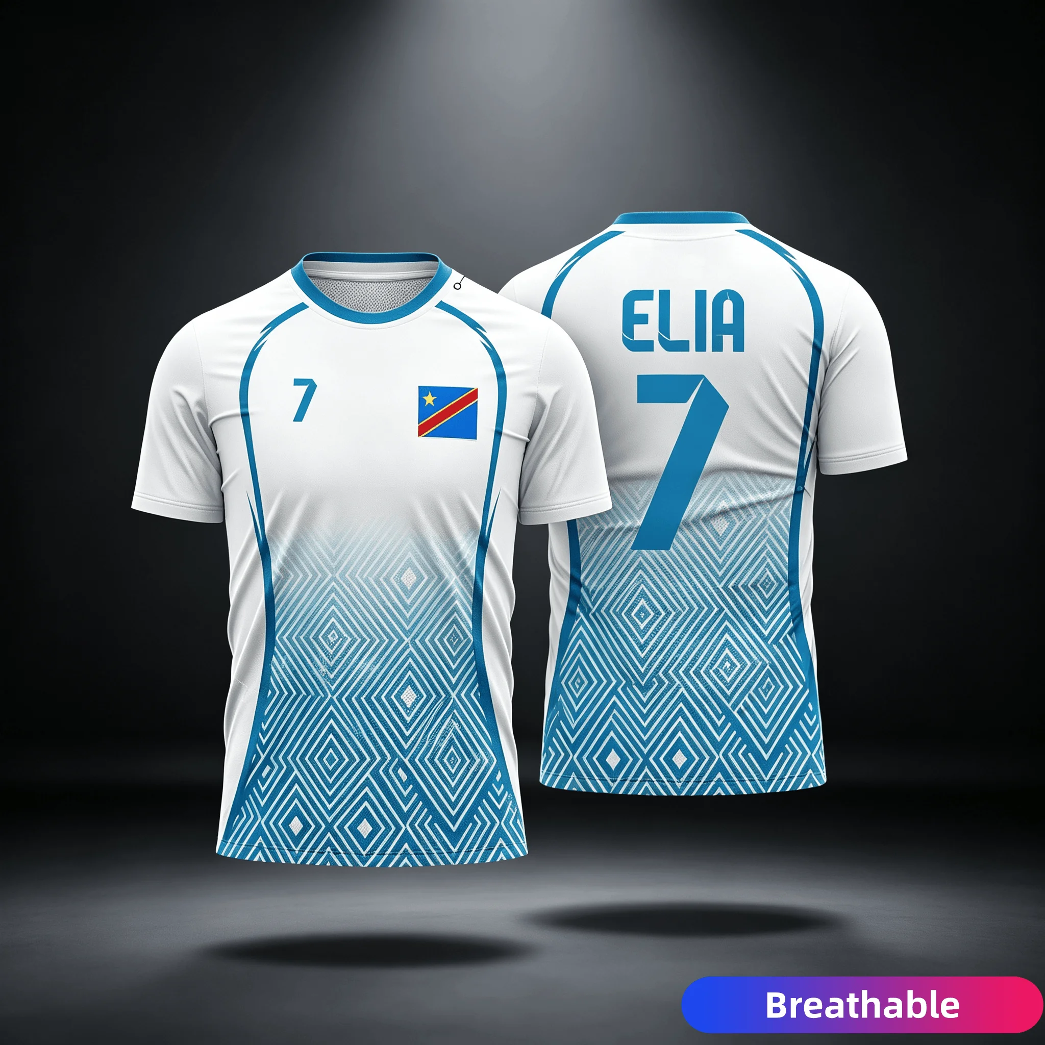 Congo 2026 Away Adult Sports Top, Dry and Cool, Smooth and Heat Sublimation Printing and Dyeing, Stadium Fans Short Sleeves Top