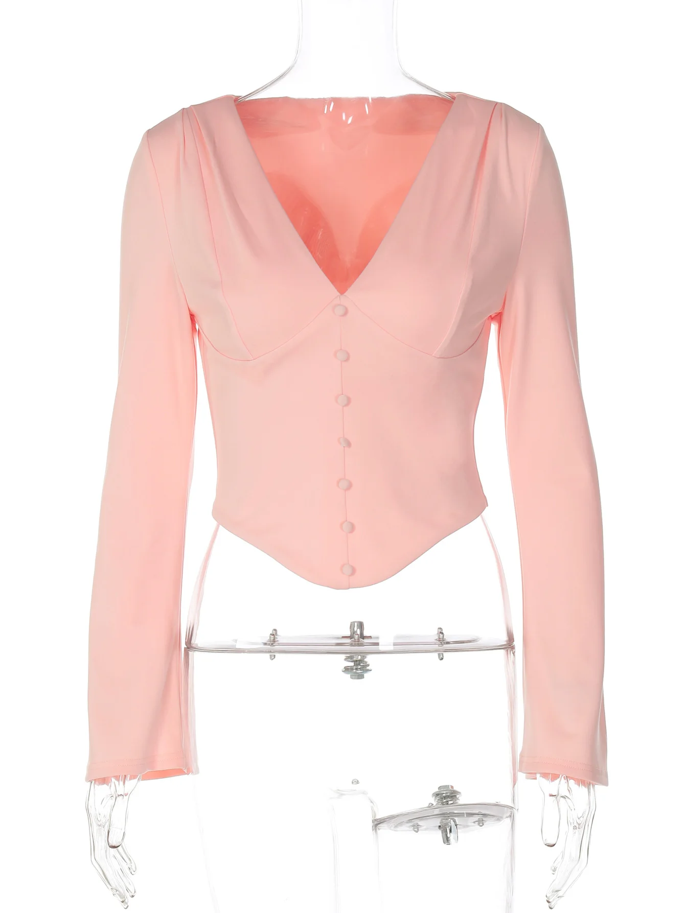 Dulzura Autunno Sexy Elegante Con Scollo A V Manica Lunga Sottile Monopetto T-Shirt da Donna Casual Versatile Party Club Street Y2K Outfit