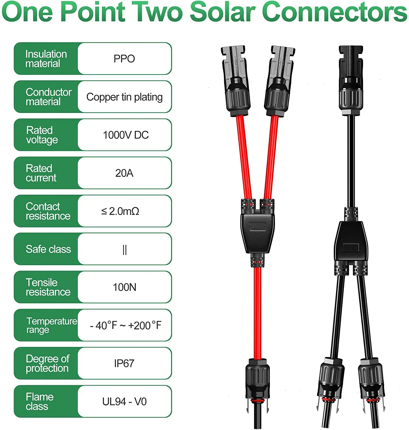 PowMr 2PC Solar Y Connector Male Female Connector Solar Panel Connector Wire Connector Suitable Plug Cable 2.5/4/6mm2 Waterproof