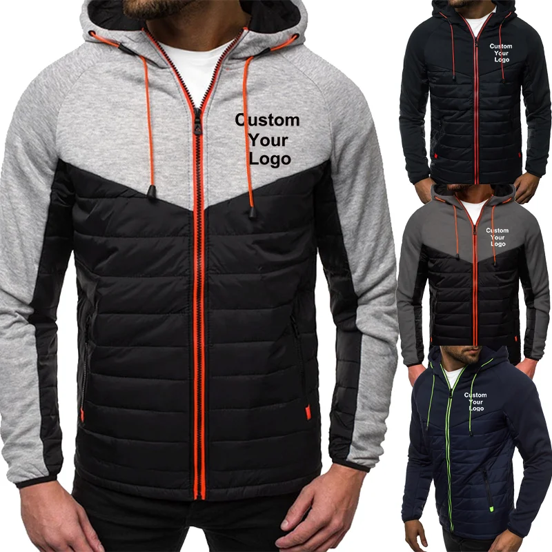 Fashion Mens Custom Your LogoHoodie Jackets Casual Sports Hooded Jacket Zipper Warm Jacket Clothes Coat