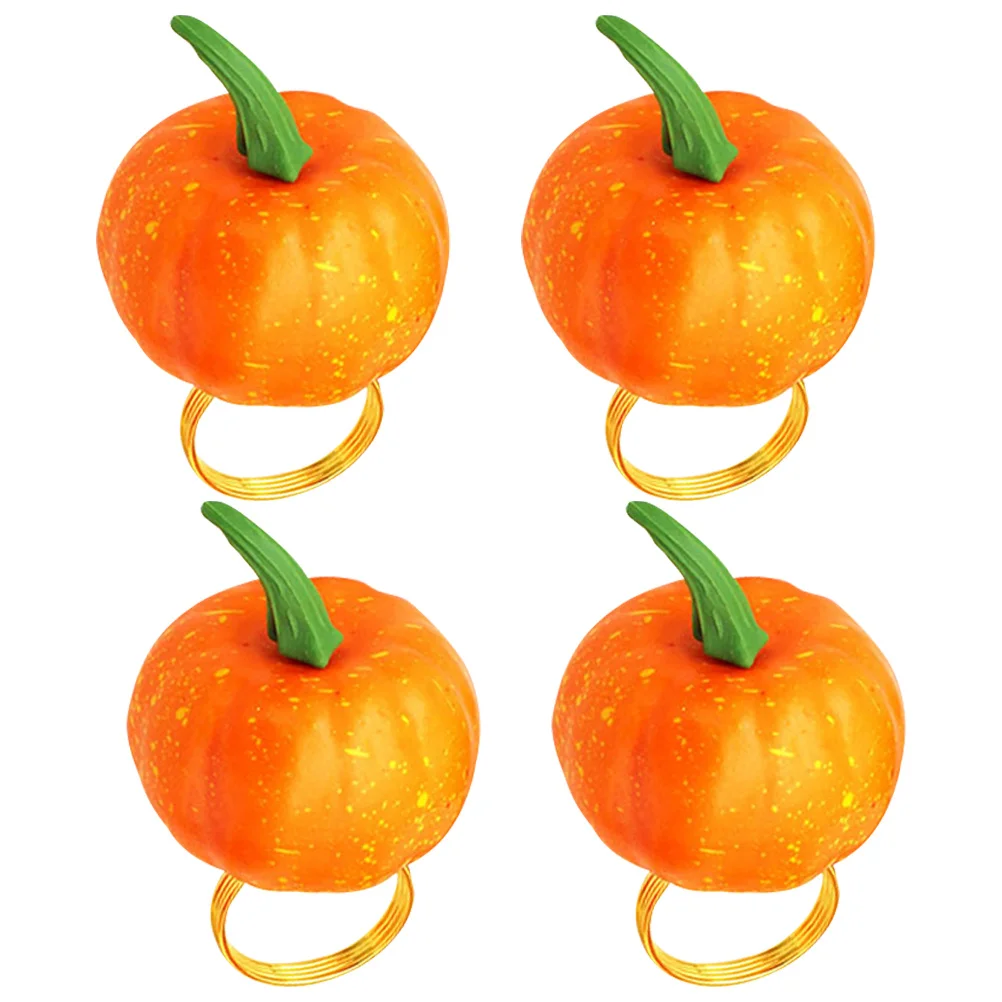 

4Pcs Decorative Pumpkin Napkin Buckles Bright Halloween Party Dining Table Decor Stylish Supplies Napkin Buttons
