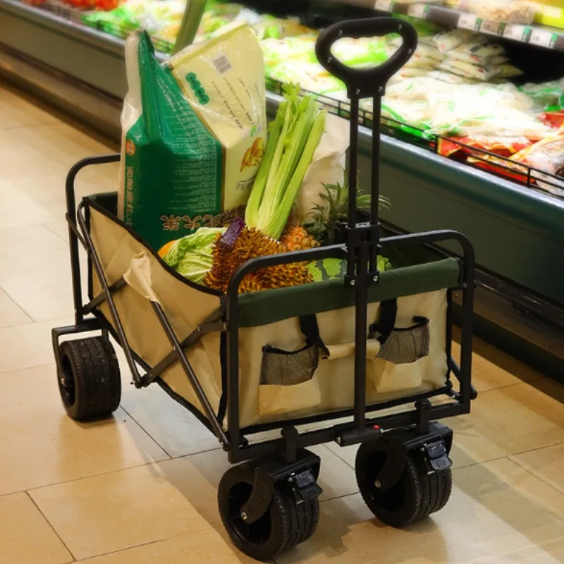 

Foldable Portable Camping Trolley Strong Load-bearing Capacity Stable Thickened Fabric Hand Cart Large Capacity Outdoor Tools