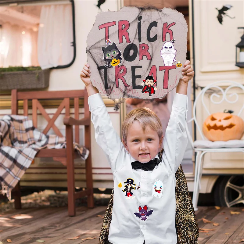 I bambini fai da te adesivi di Halloween fanno una faccia zucca strega pipistrello mummia scherzo puzzle adesivo decorazione del partito Stiker ragazzi ragazze regali