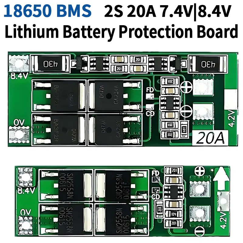 5PCS 2S 20A BMS 7.4V DC 8.4-9V 18650 Lithium Battery Protection Board Cell Module Li-ion Battery Charger Module Protection Board