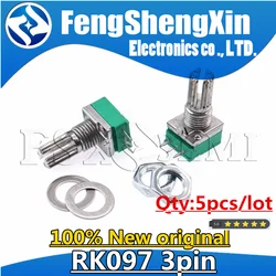 Potentiomètre d'étanchéité de l'amplificateur, RK097, RK097N, 5K, 10K, 20K, 50K, 100K, 500K, B5K, arbre à 3 broches, 15mm, 5 pièces