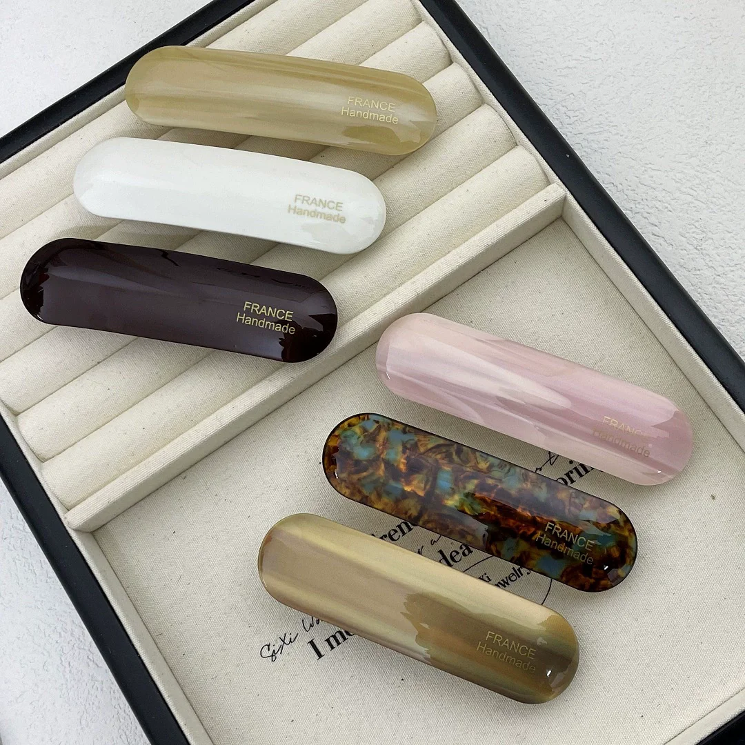 

Korean New Temperament 8.5CM Curved Flat Hairpin Simple Retro Acetic Acid Spring Clip Half Tied Hair Accessories