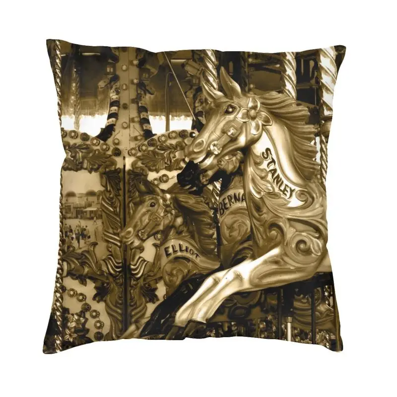 Amusement Park Rides Carousel Cushion Cover Double Side 3D Print Throw Pillow Case for Sofa Cool Pillowcase Home Decorative