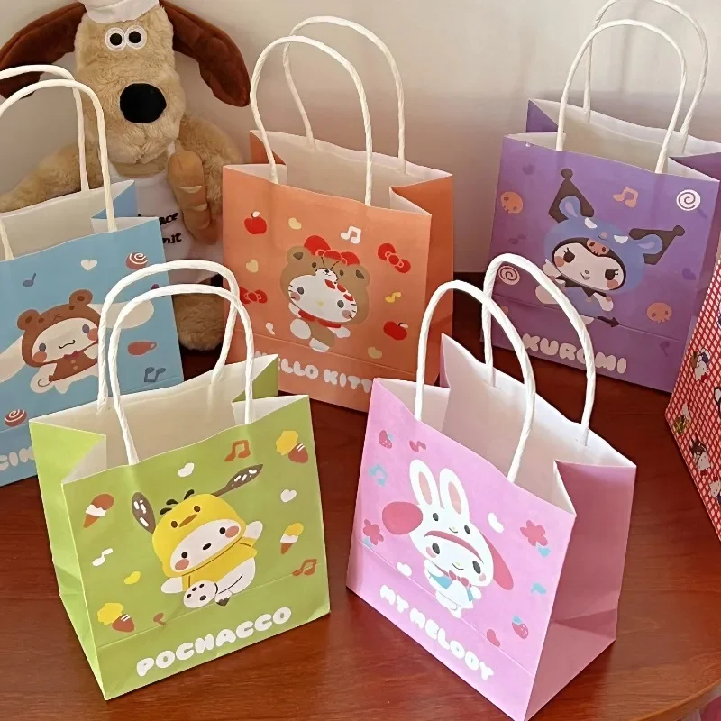 

SanrioHelloKitty Gift Handbag Kuromi Creative Cartoon Cute Pattern Mymelody Kraft Paper Bag Cinnamoroll Children's Birthday Gift