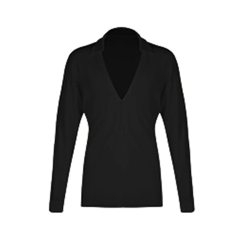 남성 긴 소매 연습 의류 성인 남성 룸바 볼룸 댄스 공연 의류 ZYM Deep V Neck Latin Dance Tops