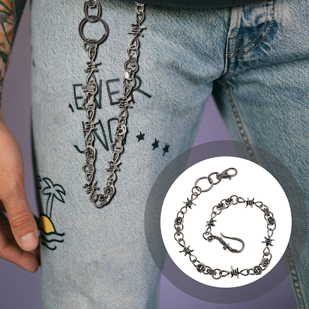 Catena per pantaloni hip-hop retrò Cintura in argento regolabile in metallo vintage per uomo Donna Accessorio per jeans stile punk Leggero e confortevole