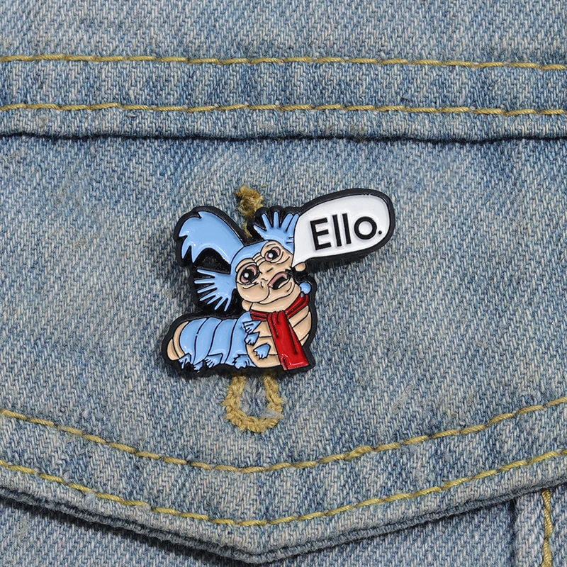 Labyrinth Ello Worm Cartoon Enamel Pins 80’s Cartoon Adventure Movie Character Lapel Badge Clothes Collar Badge Backpack Jewelry