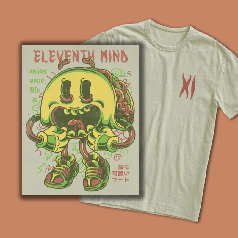 

00013245#A-Eleventh Mind - Taco Time - Graphic Tees - Natural T-Shirt