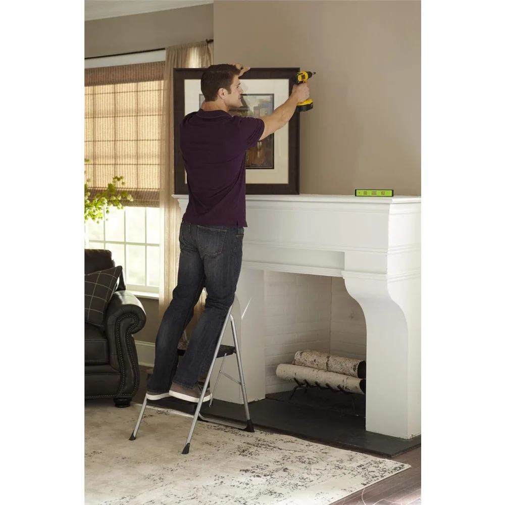 مقعد فولاذي بخطوتين، خفيف الوزن وغير قابل للانزلاق، للاستخدام المنزلي في المطبخ والحمام