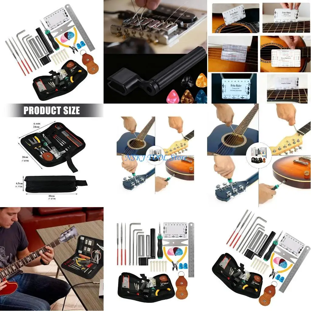 

L8RC 28PCS Electric Guitar Repair Tool with Carry Bag Suitable for Home Use on Guitars Ukuleles Basses String Instrument