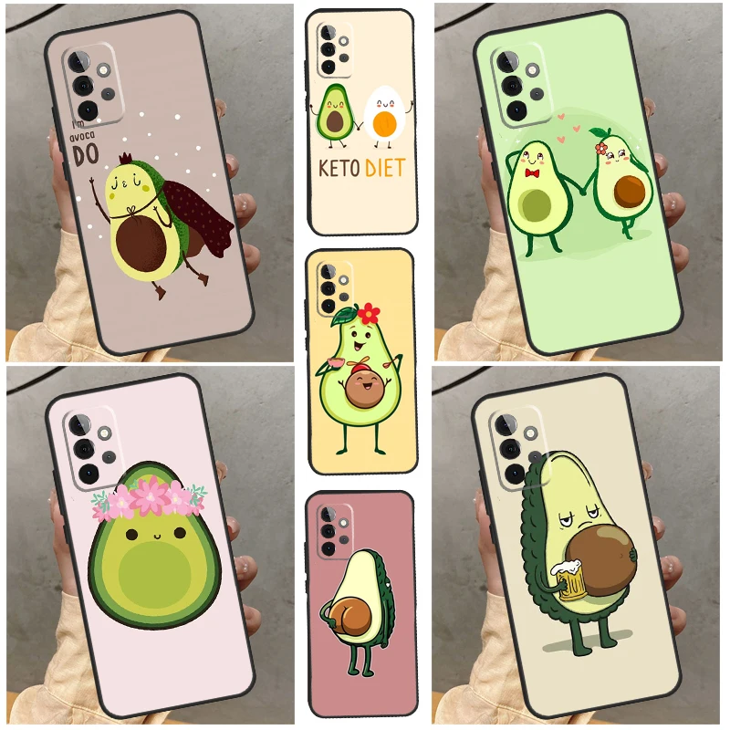 Cute Avocado Fruits Phone Case For Samsung Galaxy A54 A34 A14 A13 A33 A53 A73 A12 A22 A32 A52 A72 A51 A71 Cover Coque