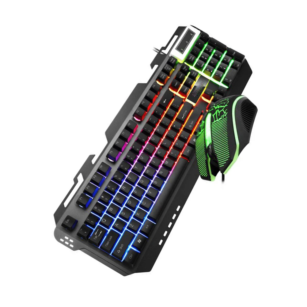 RGB Backlit Gaming Keyboard Wired Computer Keyboard Mouse Set Laptop Waterproof Design Colorful Lights Ergonomic Office