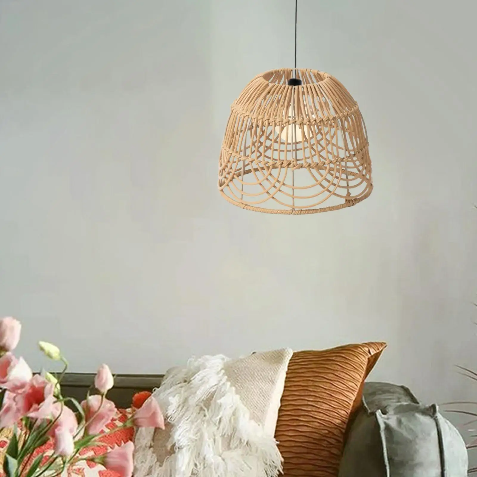 Woven Pendant Lamp Shade Decoration Pendant Light Fixture Ceiling Fan Light Cover for Cafe Dining Room Farmhouse House Bedroom